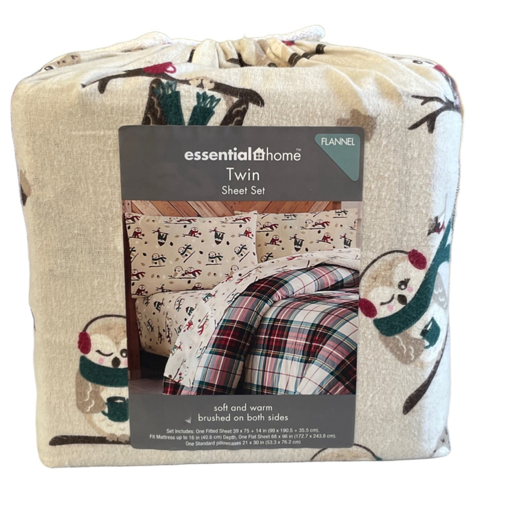 Twin essential home Bedding Sheet Set Beige Red